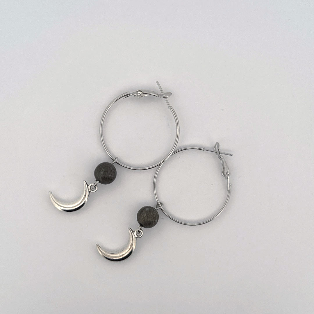 Pyrite Moon Handmade Hoop Earrings