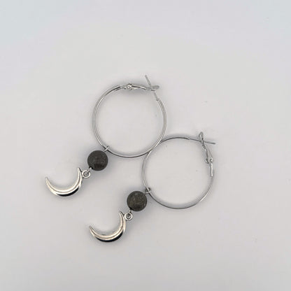 Pyrite Moon Handmade Hoop Earrings
