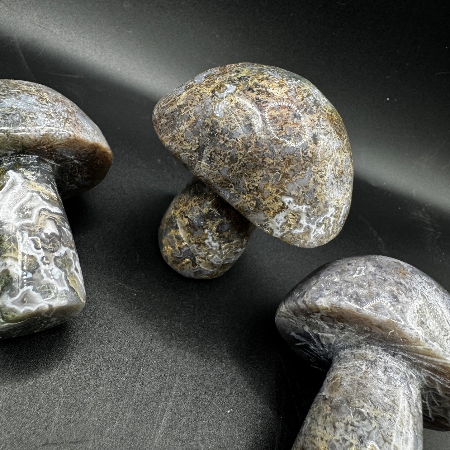 Purple Moss Agate Mushroom Carving