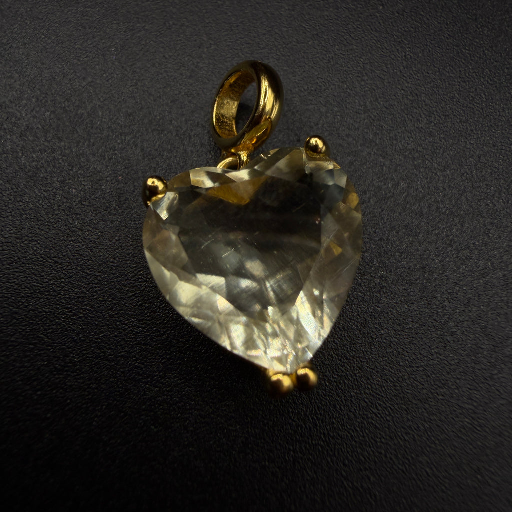 Gold Libyan Desert Glass Heart S925 Certified Necklace