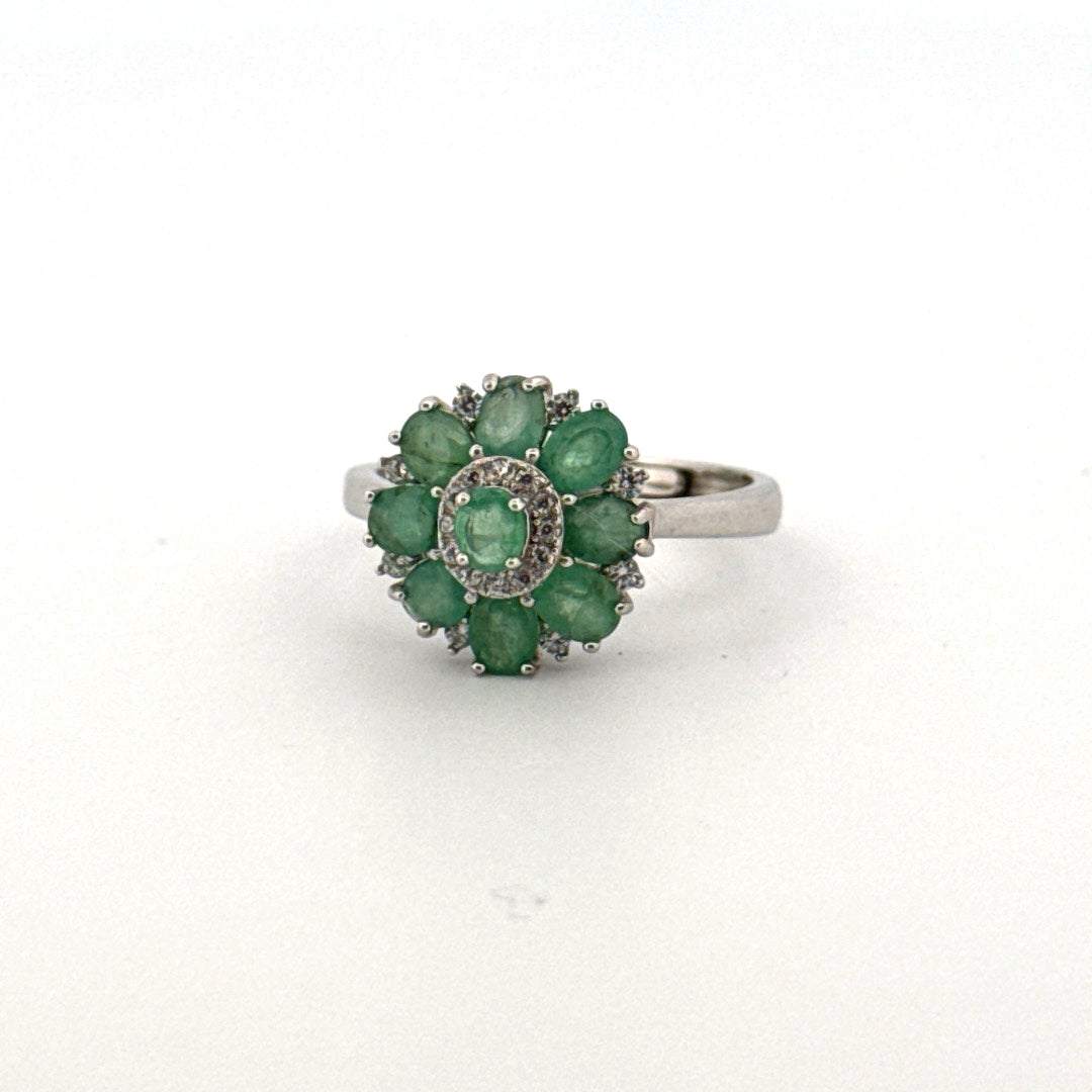 Emerald S925 Certified Adjustable Ring