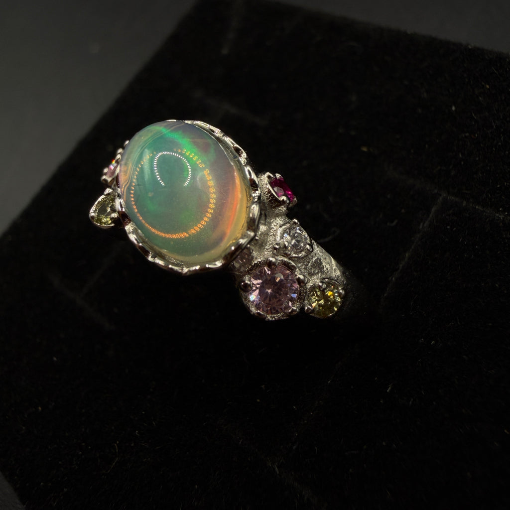 Opal Multi Gem S925 Certified Adjustable Ring