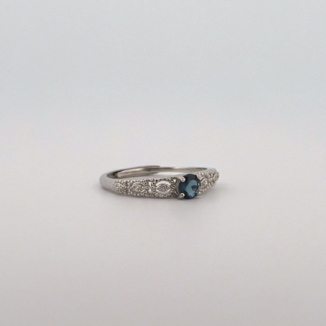 Blue Topaz S925 Adjustable Ring
