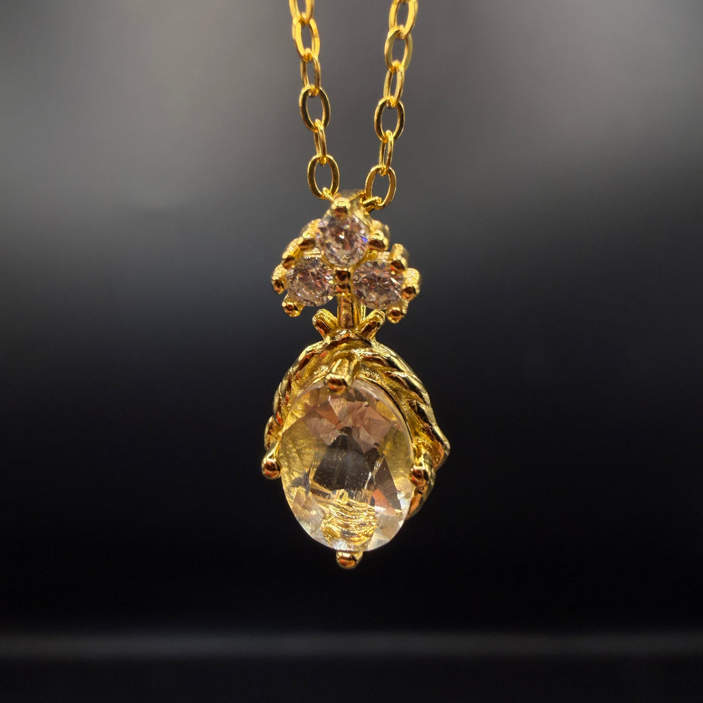 Gold Libyan Desert Glass S925 Certified Necklace