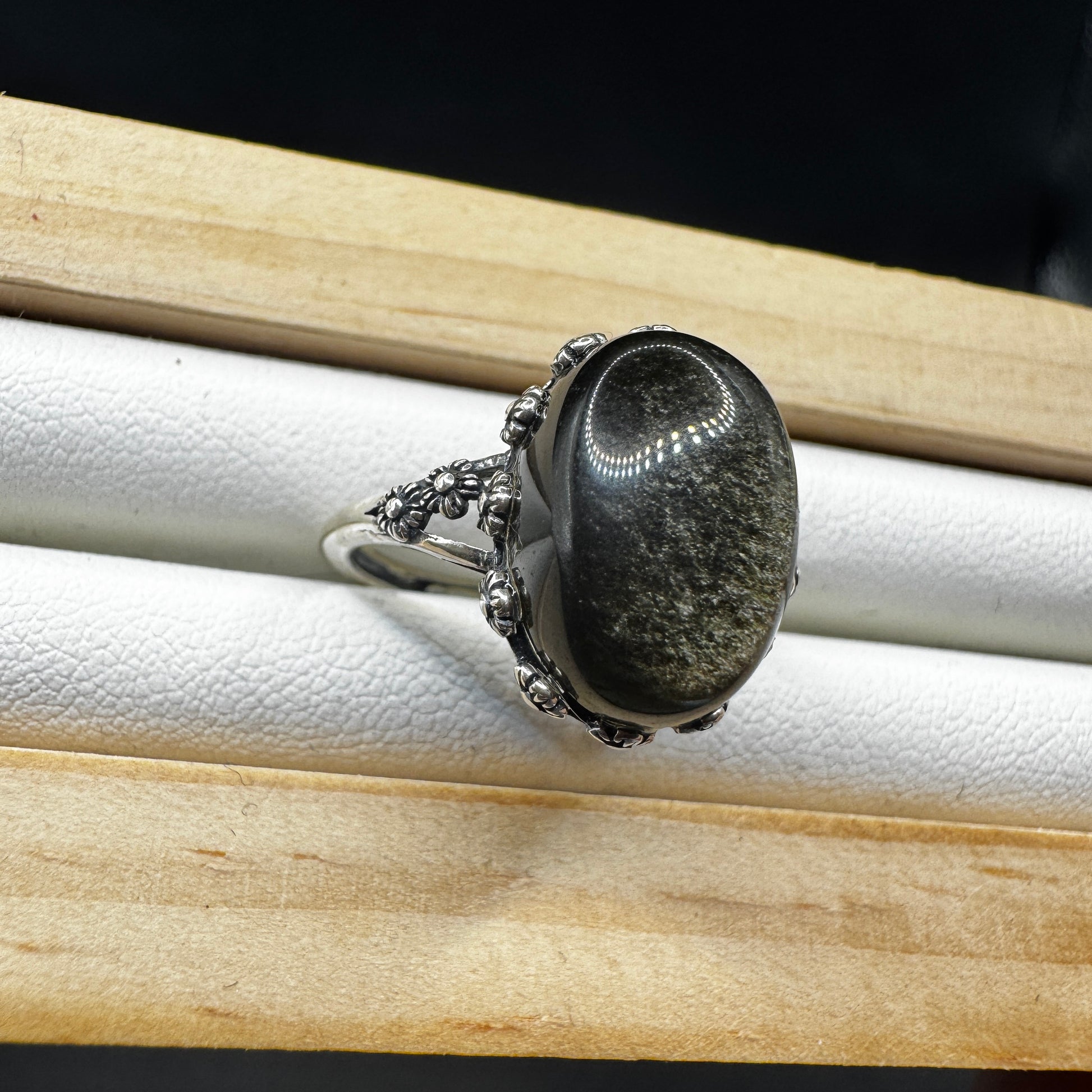 Golden Sheen Obsidian Ring