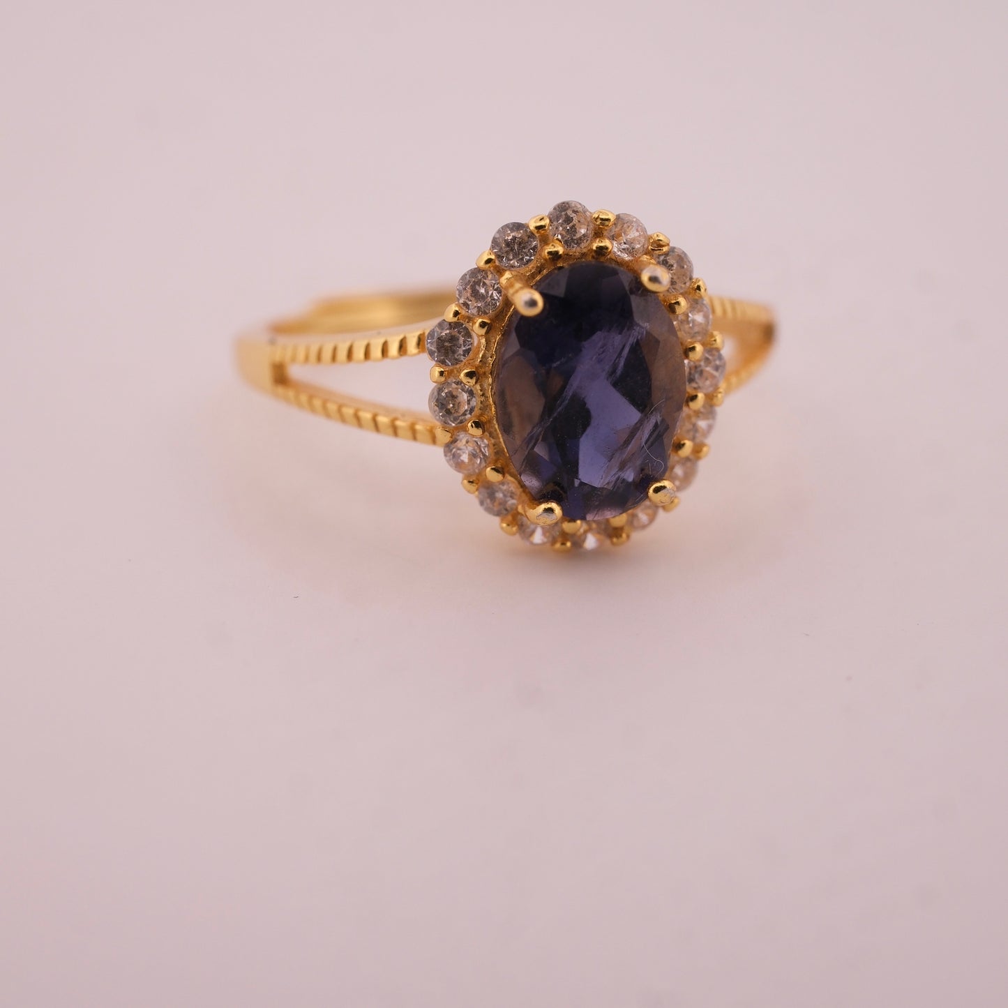 Sapphire S925 Adjustable Gold Ring