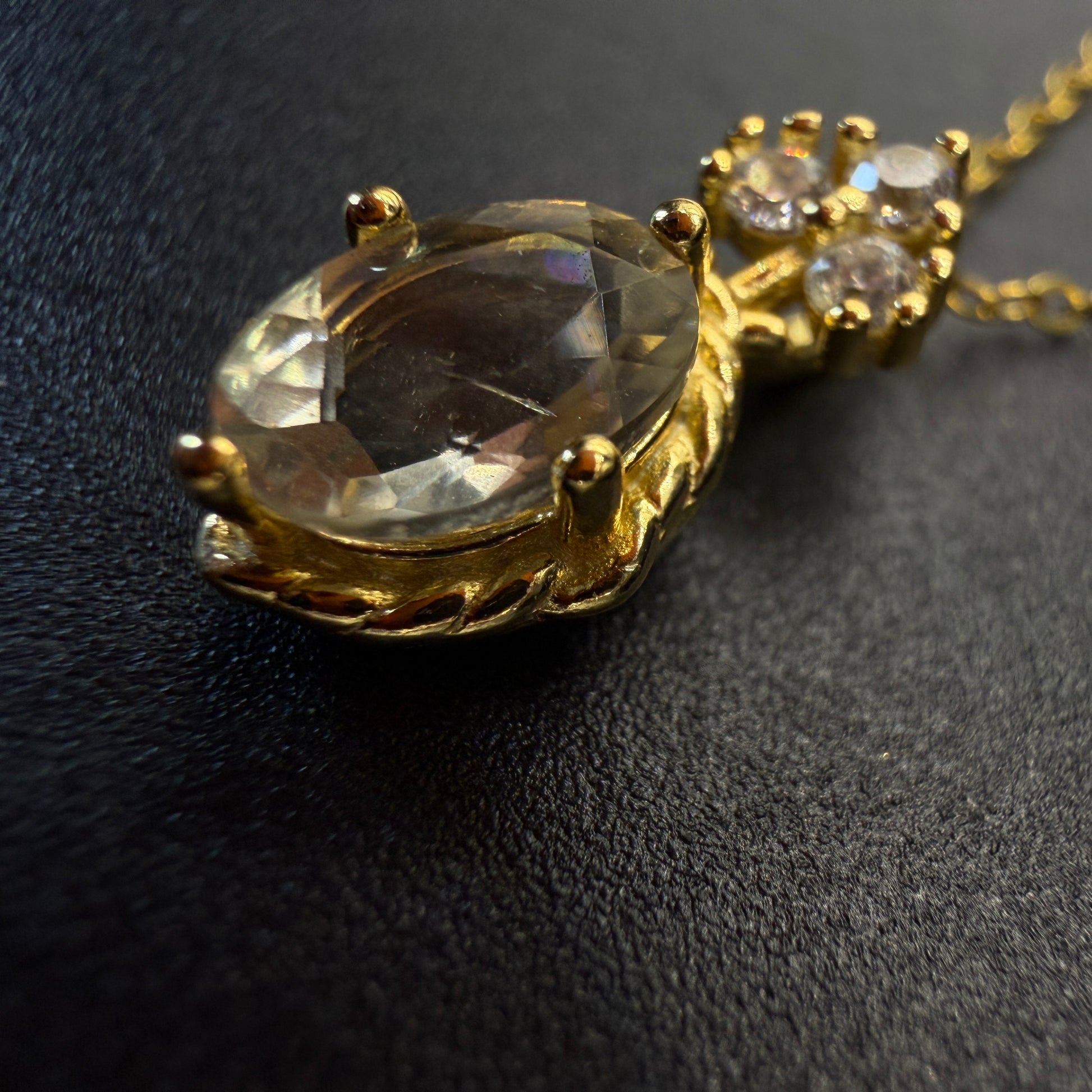 Gold Libyan Desert Glass S925 Certified Necklace