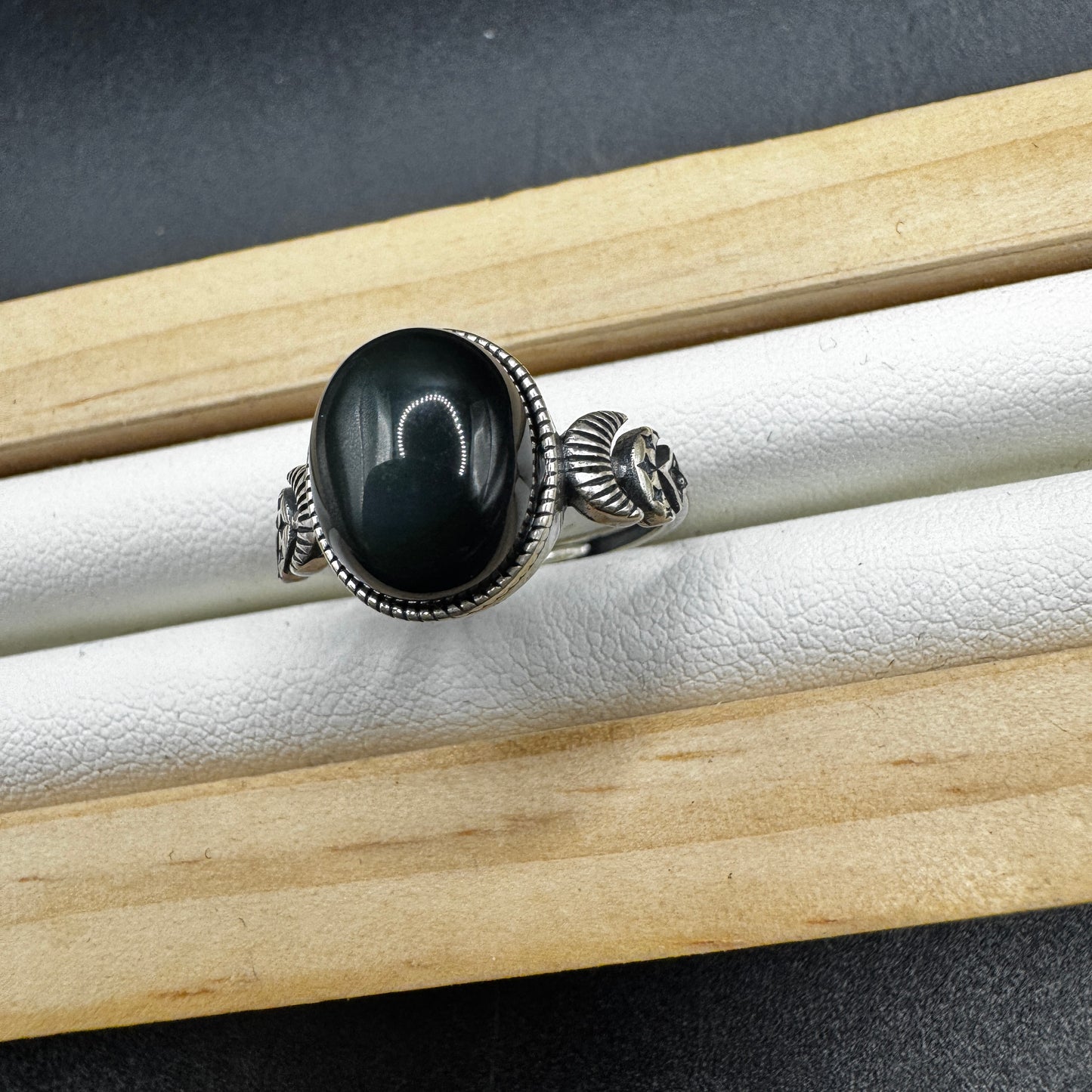 Obsidian S925 Adjustable Ring