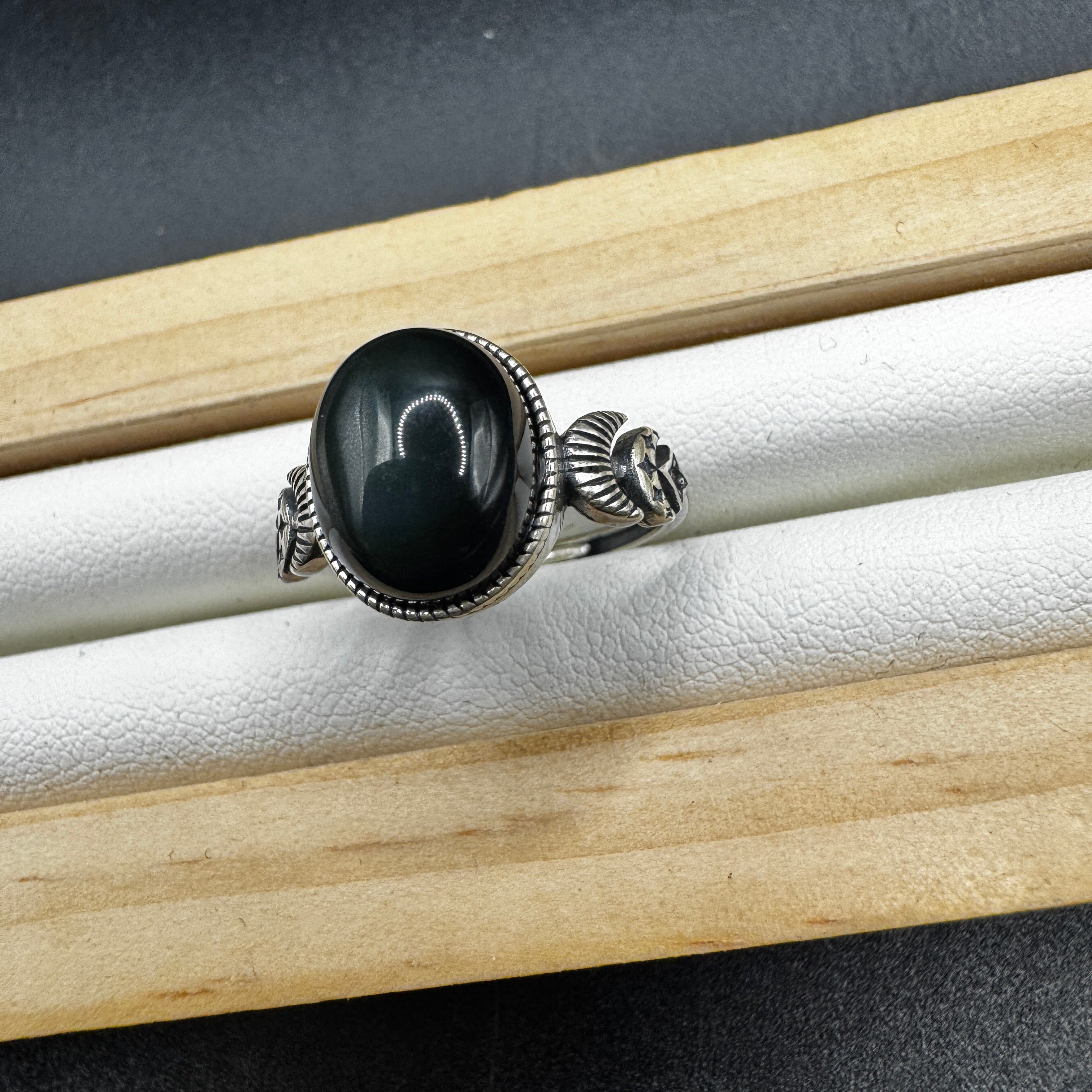 Obsidian S925 Adjustable Ring