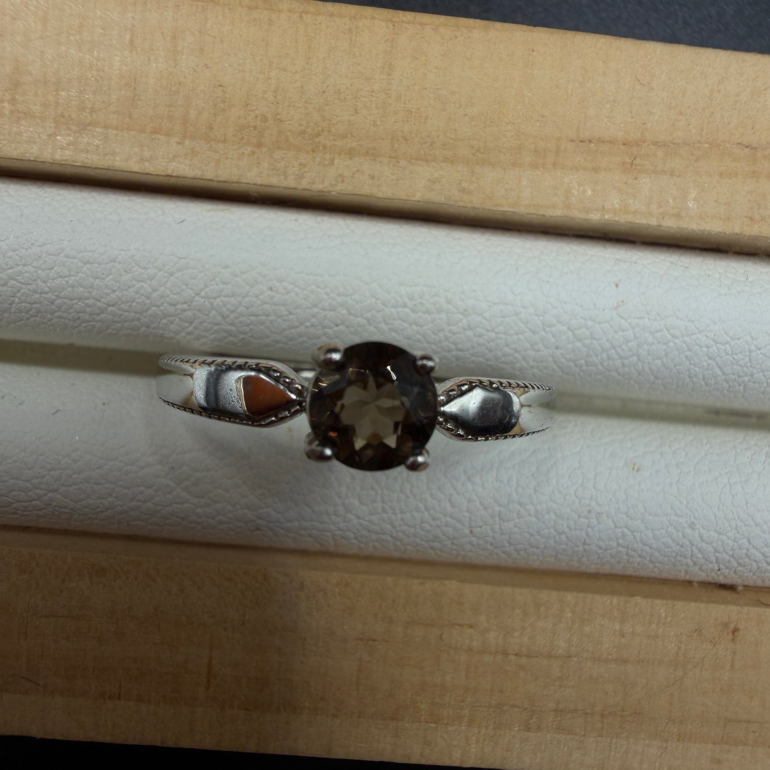 Smokey Quartz S925 Adjustable Ring