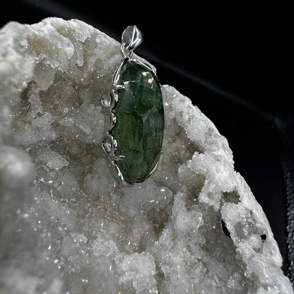 Large Moldavite Freeform S925 Certified Necklace