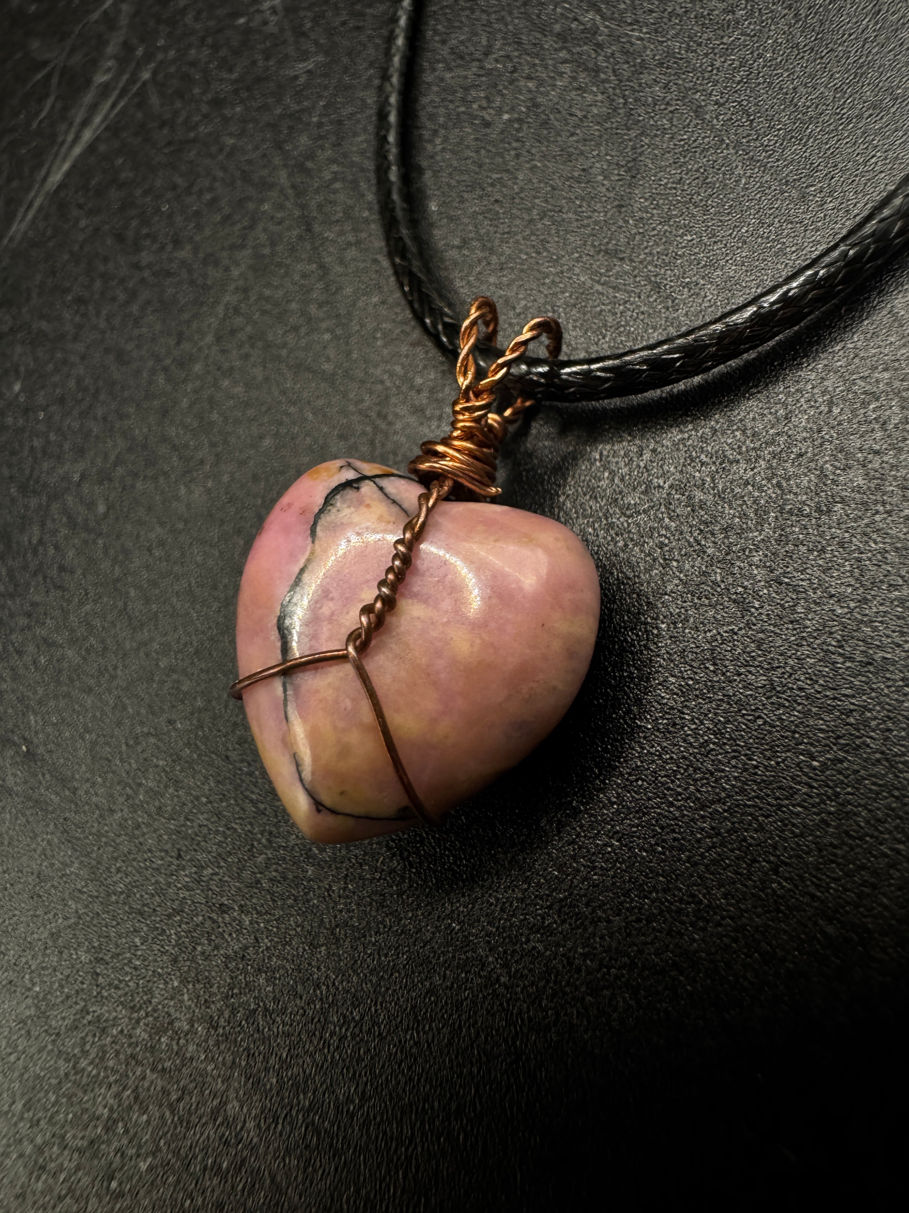 Handmade Rhodonite Heart Necklace