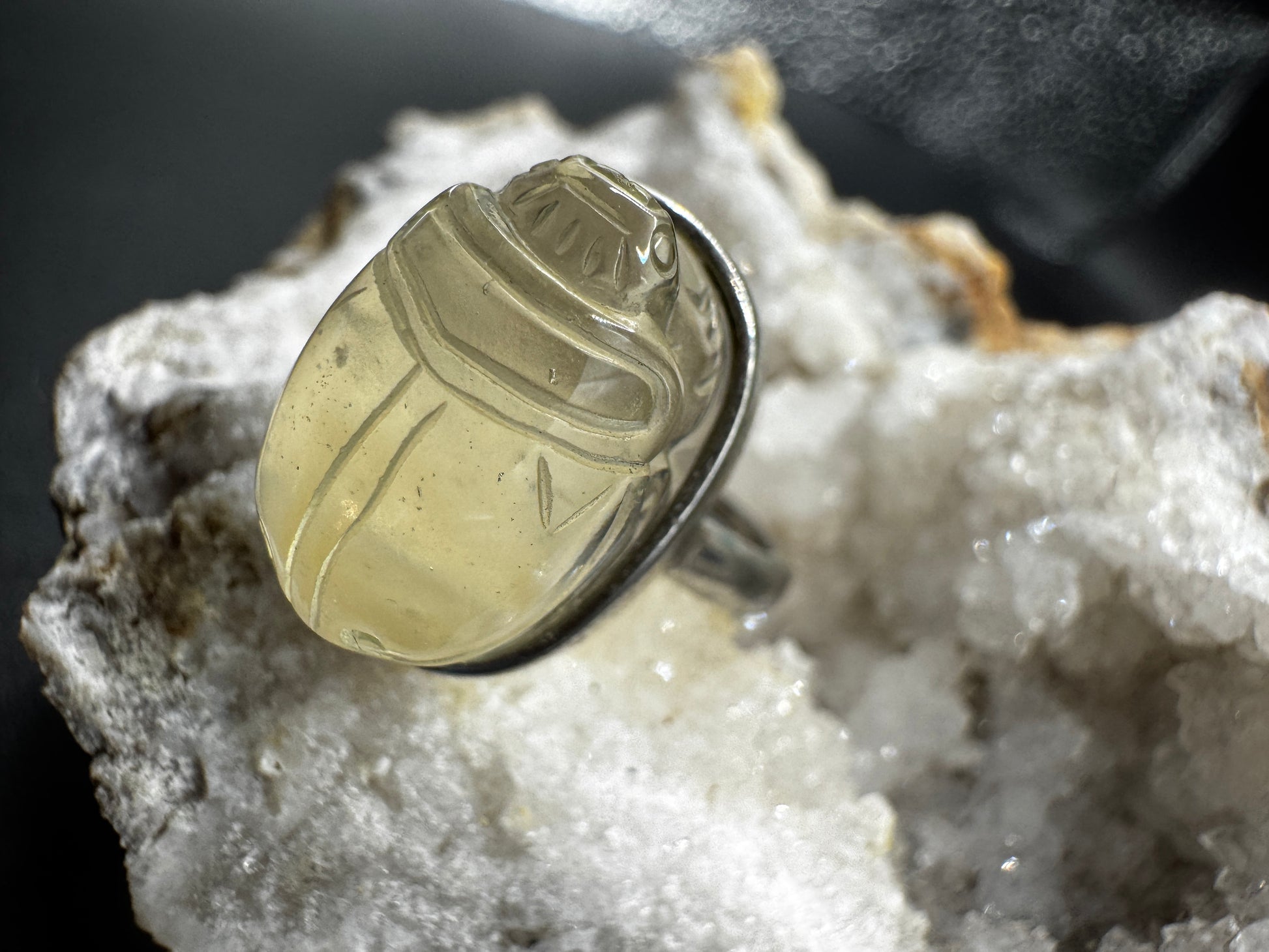 Libyan Desert Glass Scarab Ring