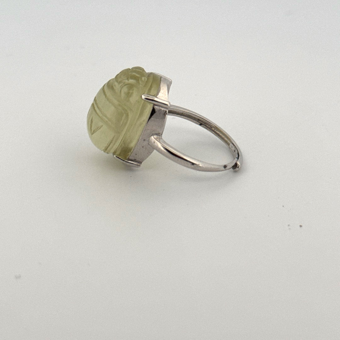 Large Libyan Desert Glass S925 Certified Adjustable Ring