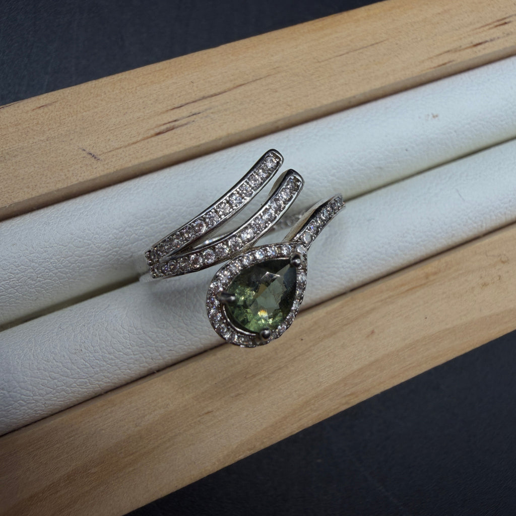 Moldavite S925 Adjustable Certified Ring