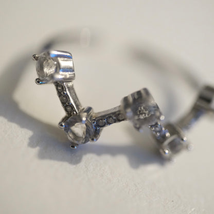 Clear Quartz S925 Adjustable Ring