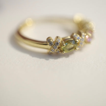 Tourmaline S925 Gold Adjustable Ring