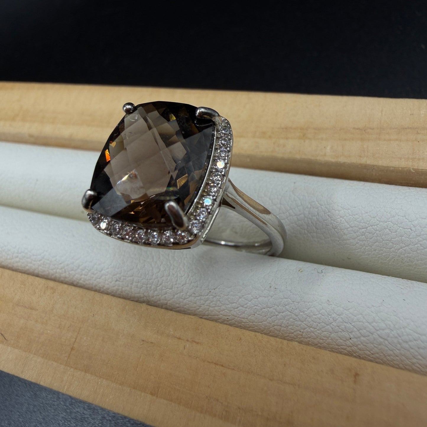 Smokey Quartz S925 Adjustable Ring