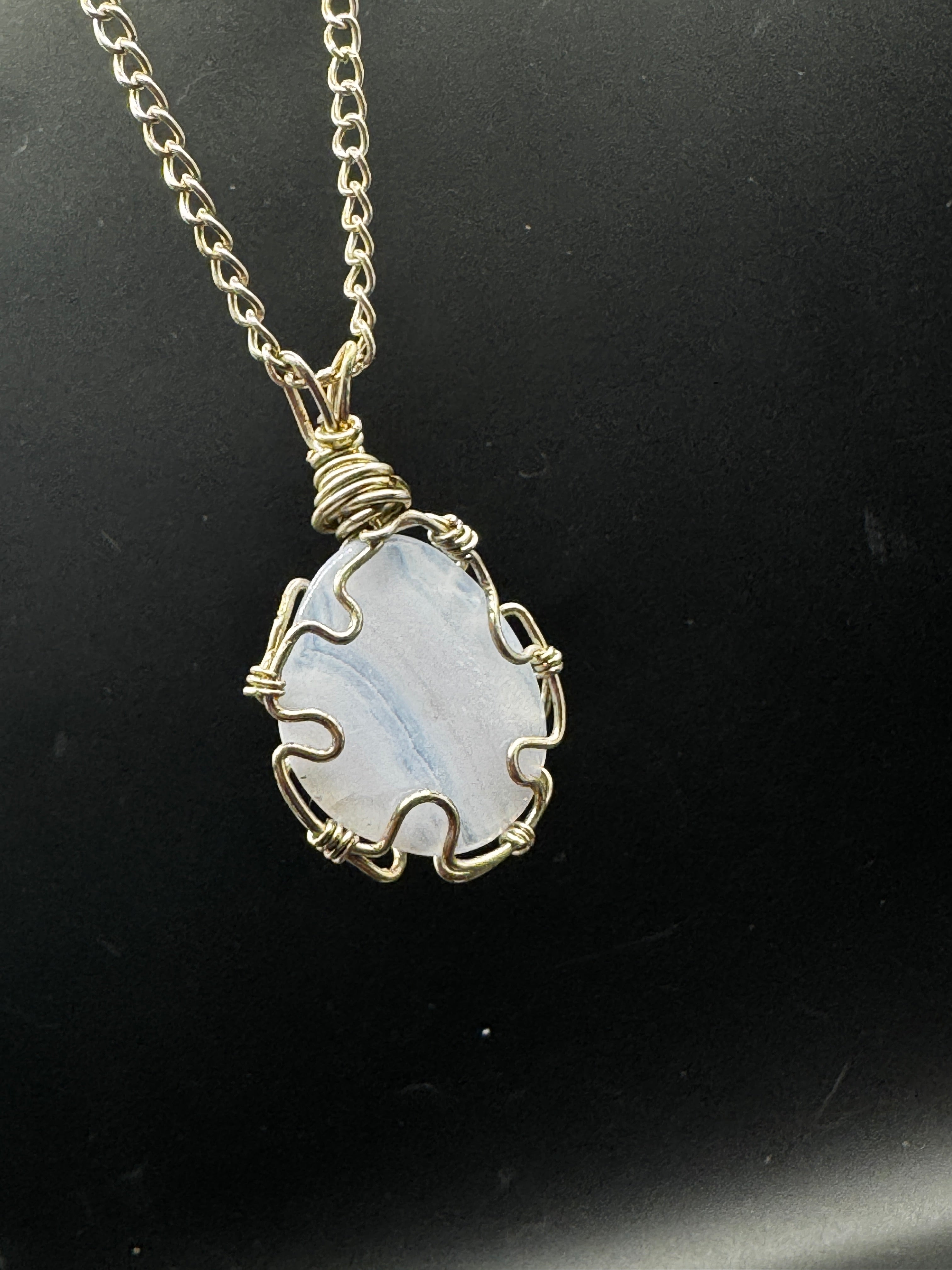 Handmade Blue Lace Agate Necklace