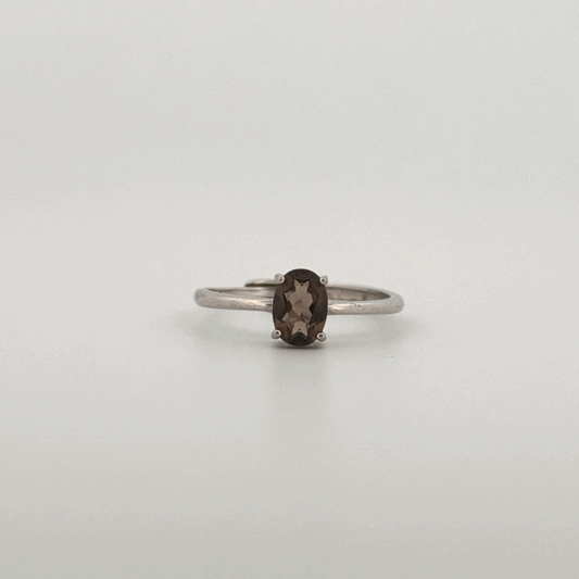 Smokey Quartz S925 Adjustable Ring
