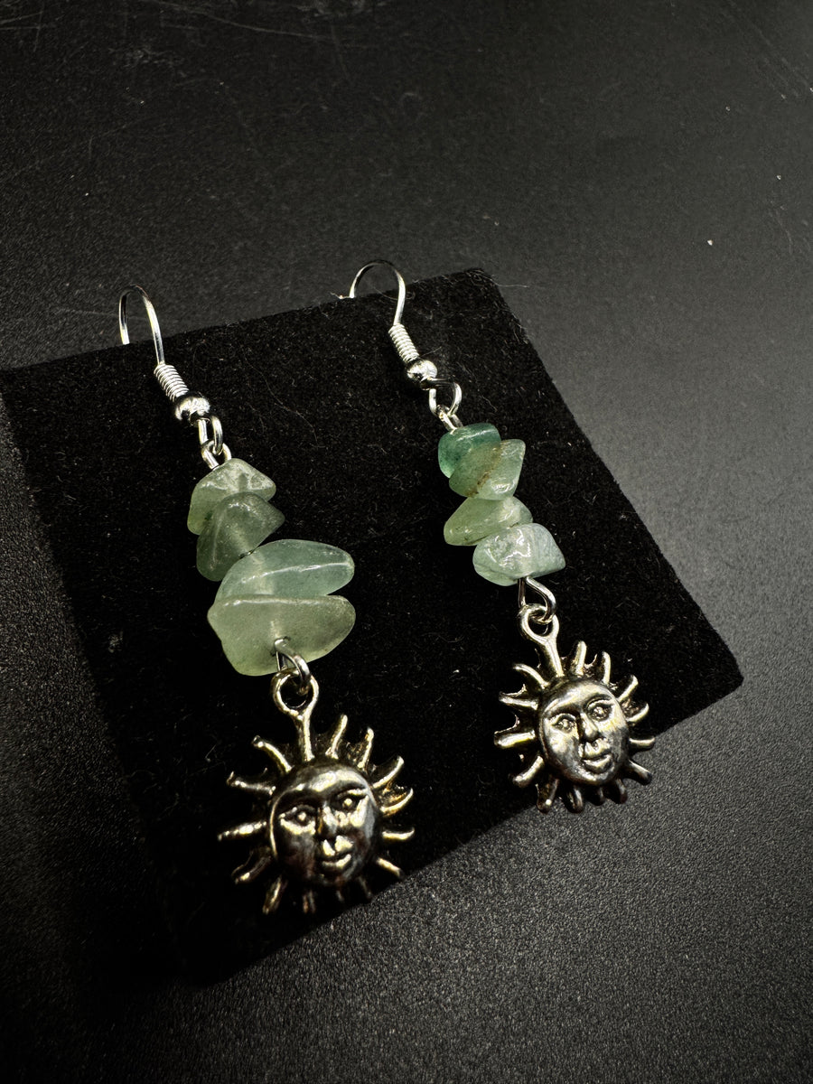 Green Aventurine Sun Earrings
