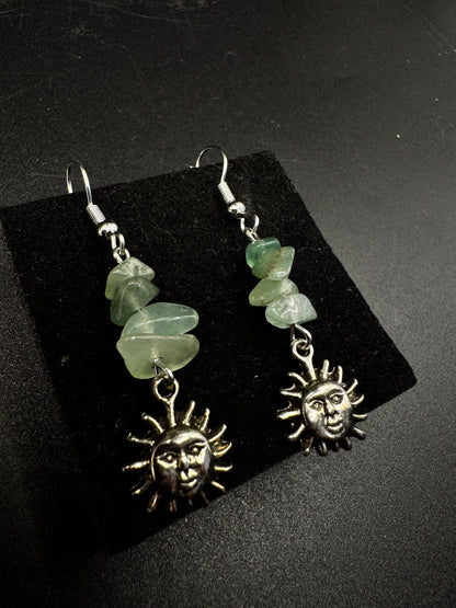 Green Aventurine Sun Earrings