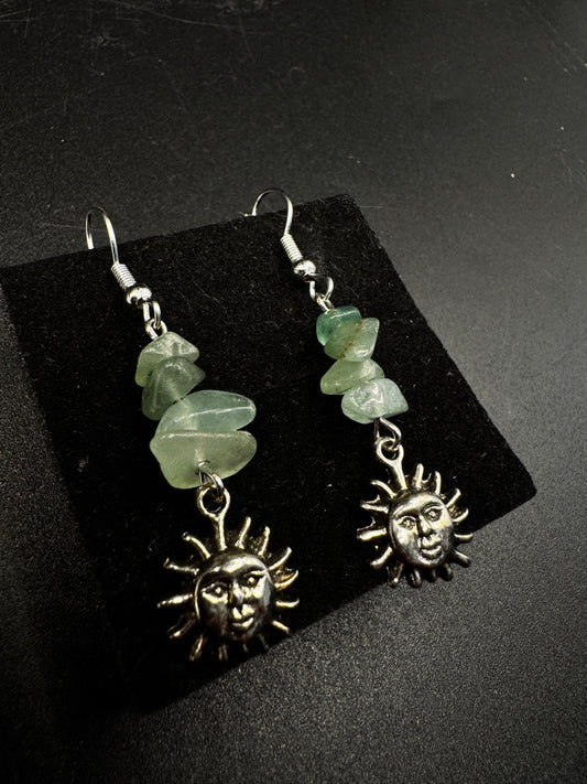 Green Aventurine Sun Earrings