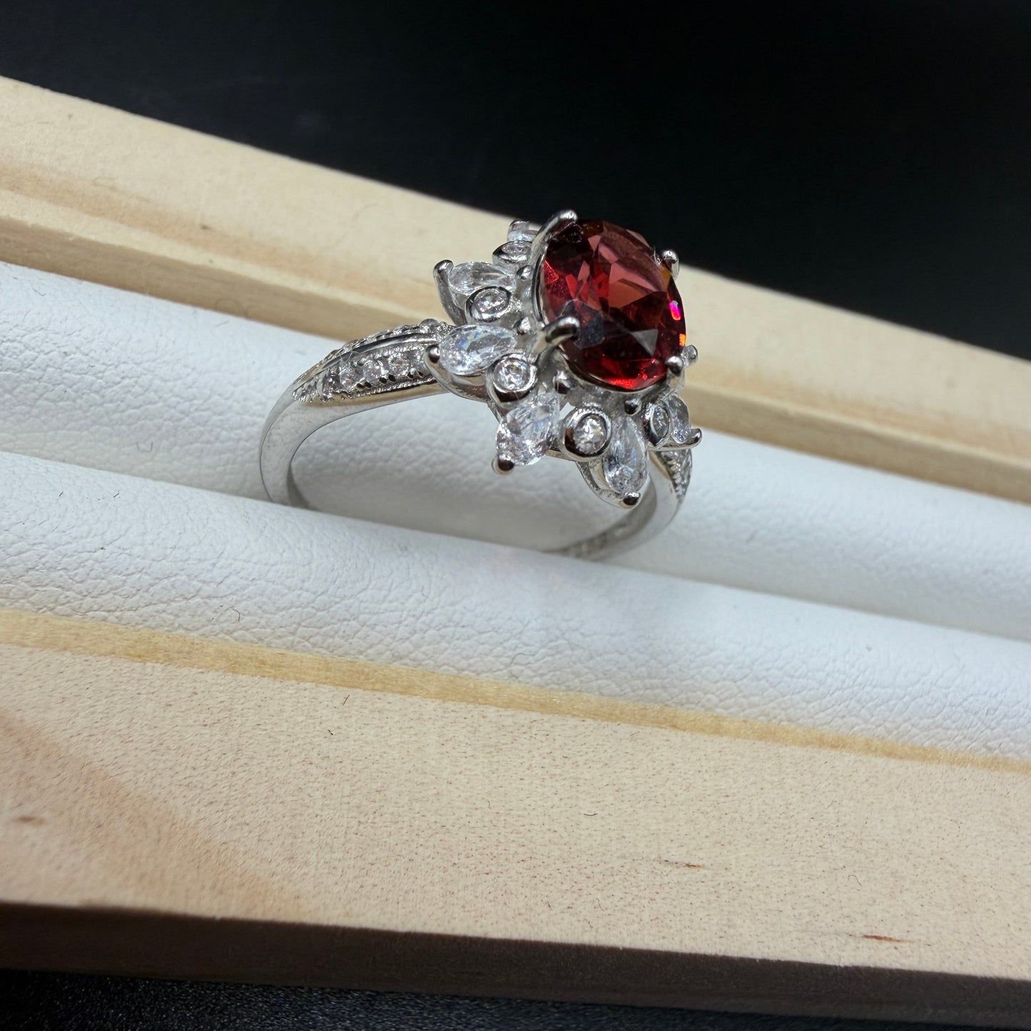 Garnet S925 Adjustable Ring