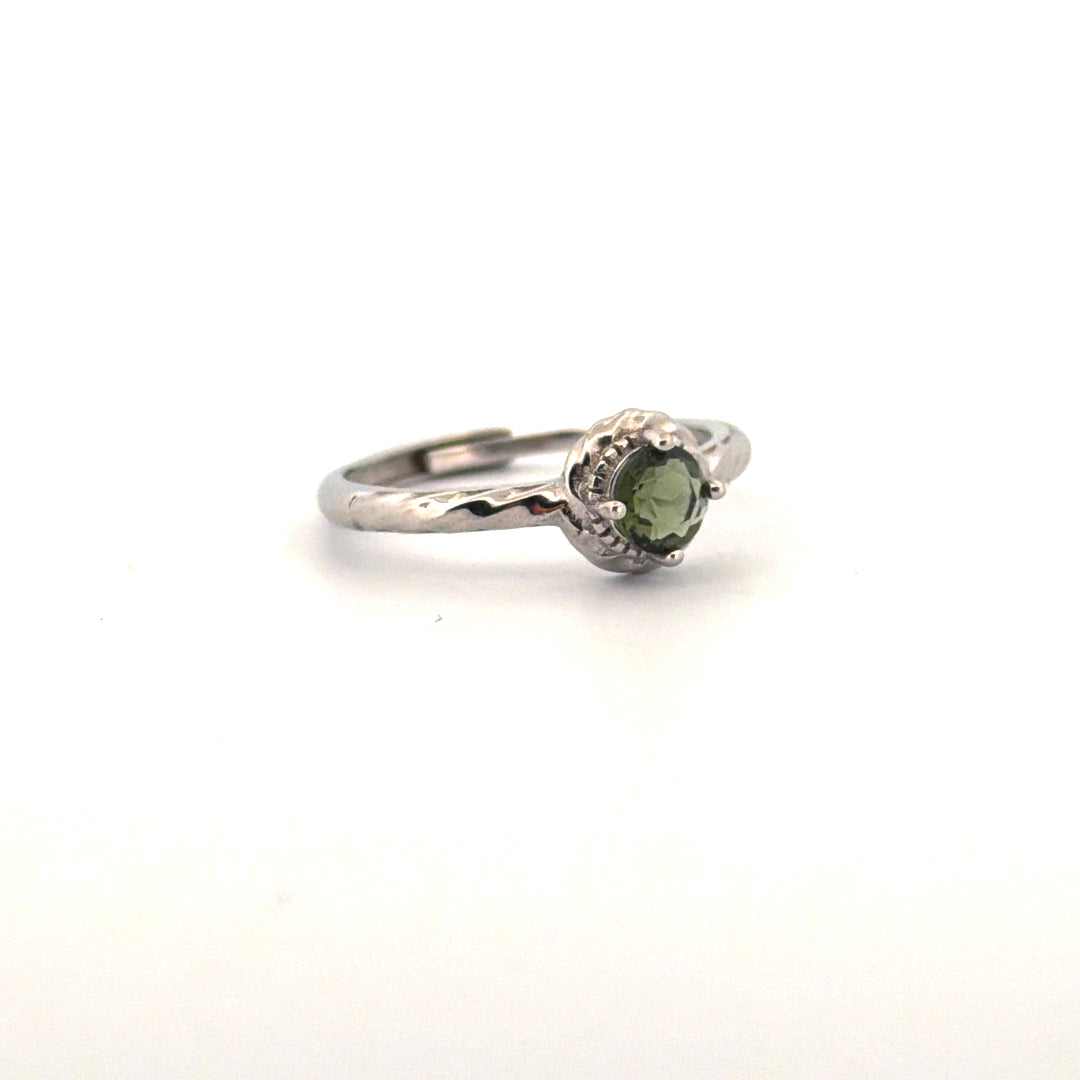 Moldavite S925 Certified Adjustable Ring
