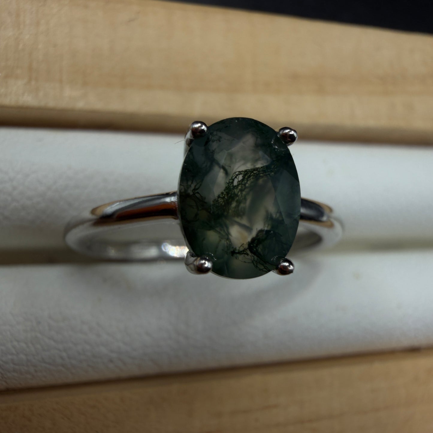 Moss Agate S925 Adjustable Ring