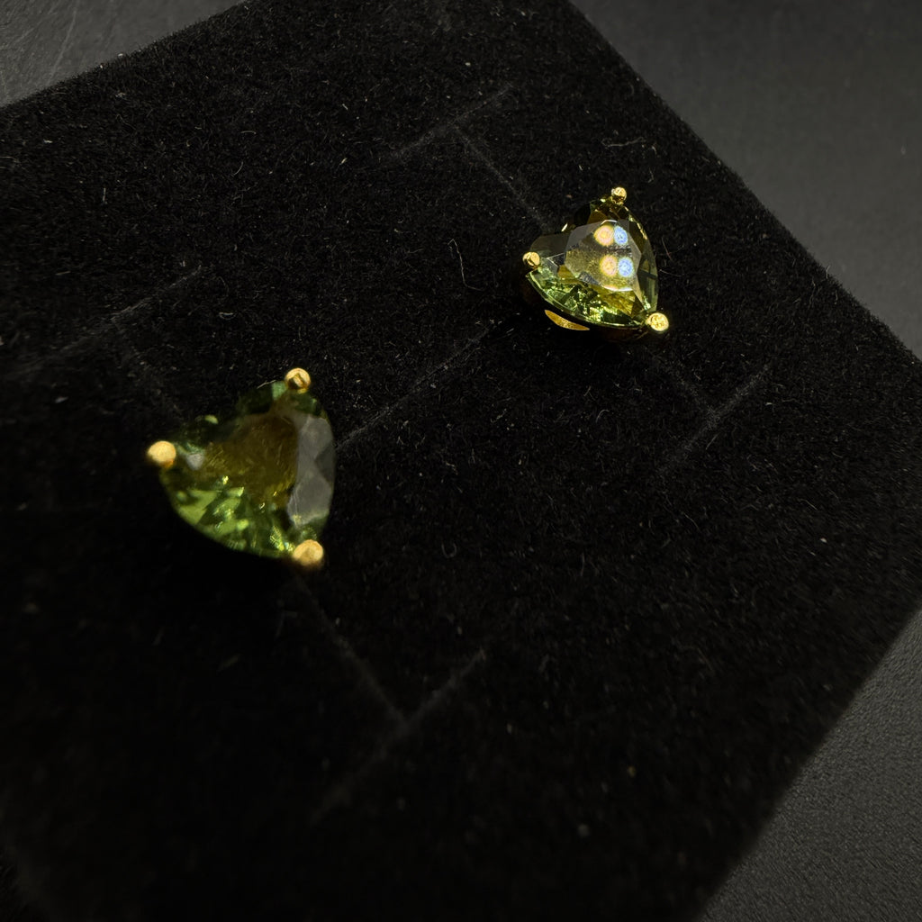Moldavite Heart S925 Certified Earrings