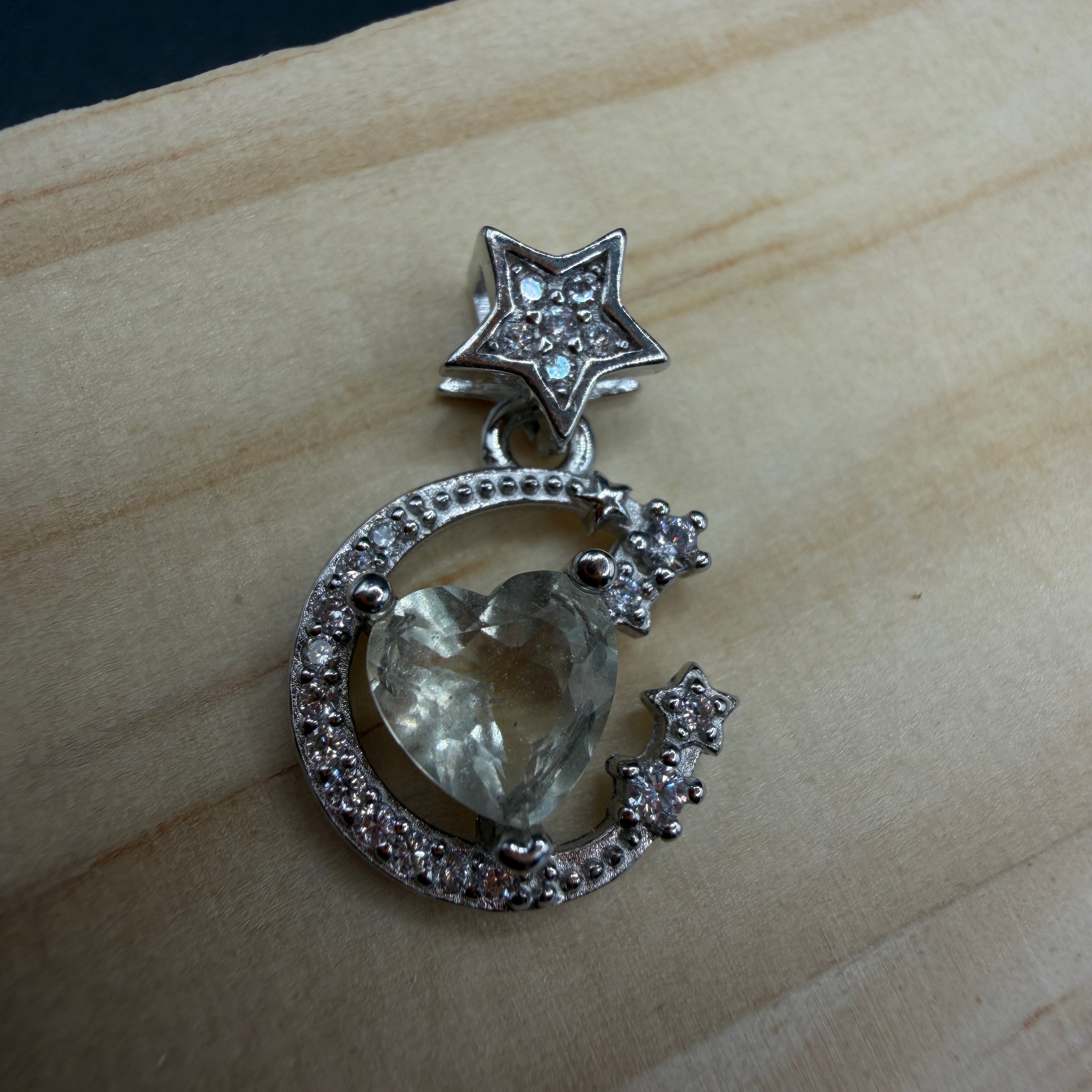 Libyan Desert Glass Moon and Star S925 Certified Necklace