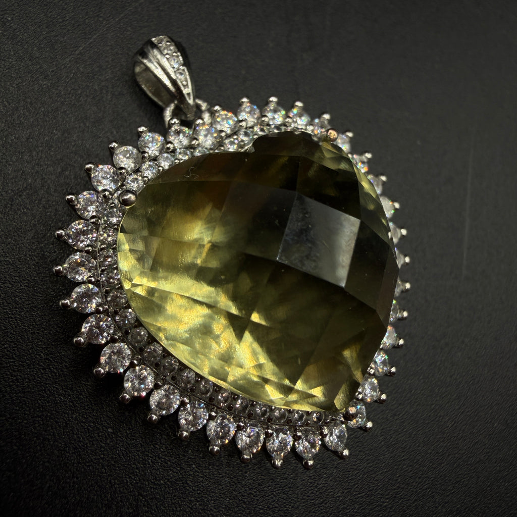 Giant Libyan Desert Glass Heart S925 Certified Necklace