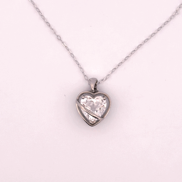 Clear Quartz Heart S925 Necklace