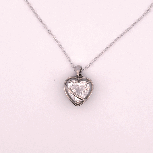 Clear Quartz Heart S925 Necklace