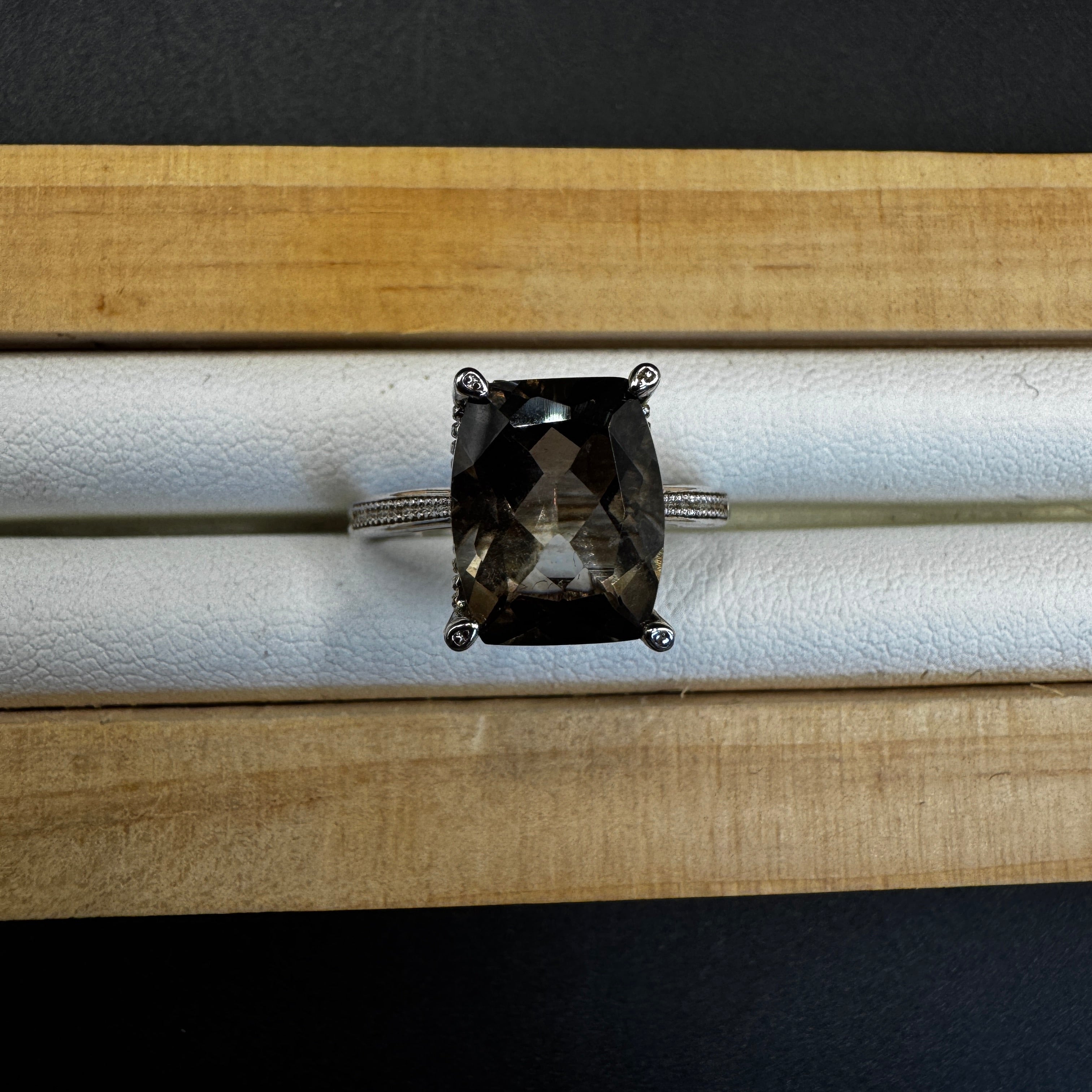 Smokey Quartz S925 Adjustable Ring