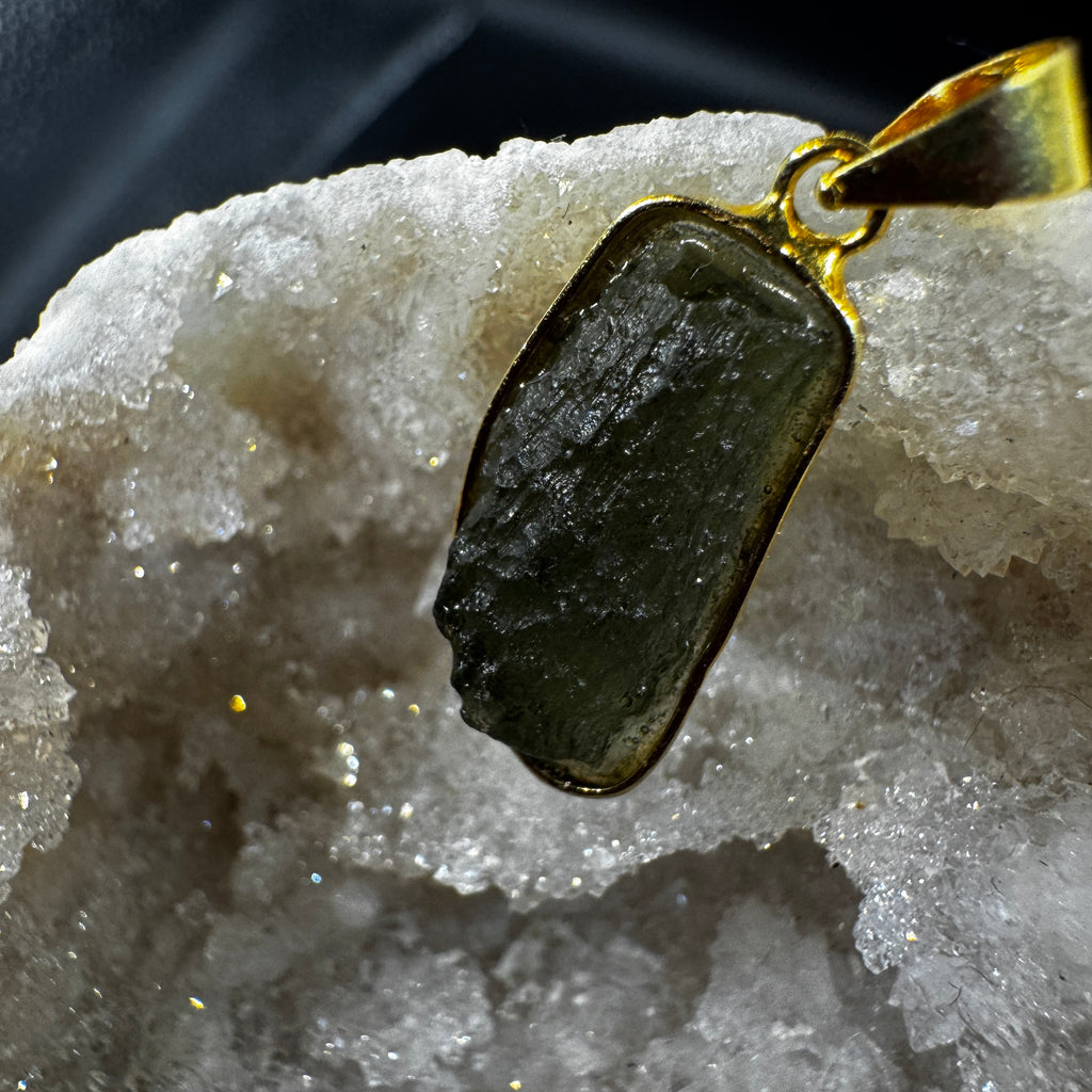 Moldavite Gold Certified Necklace
