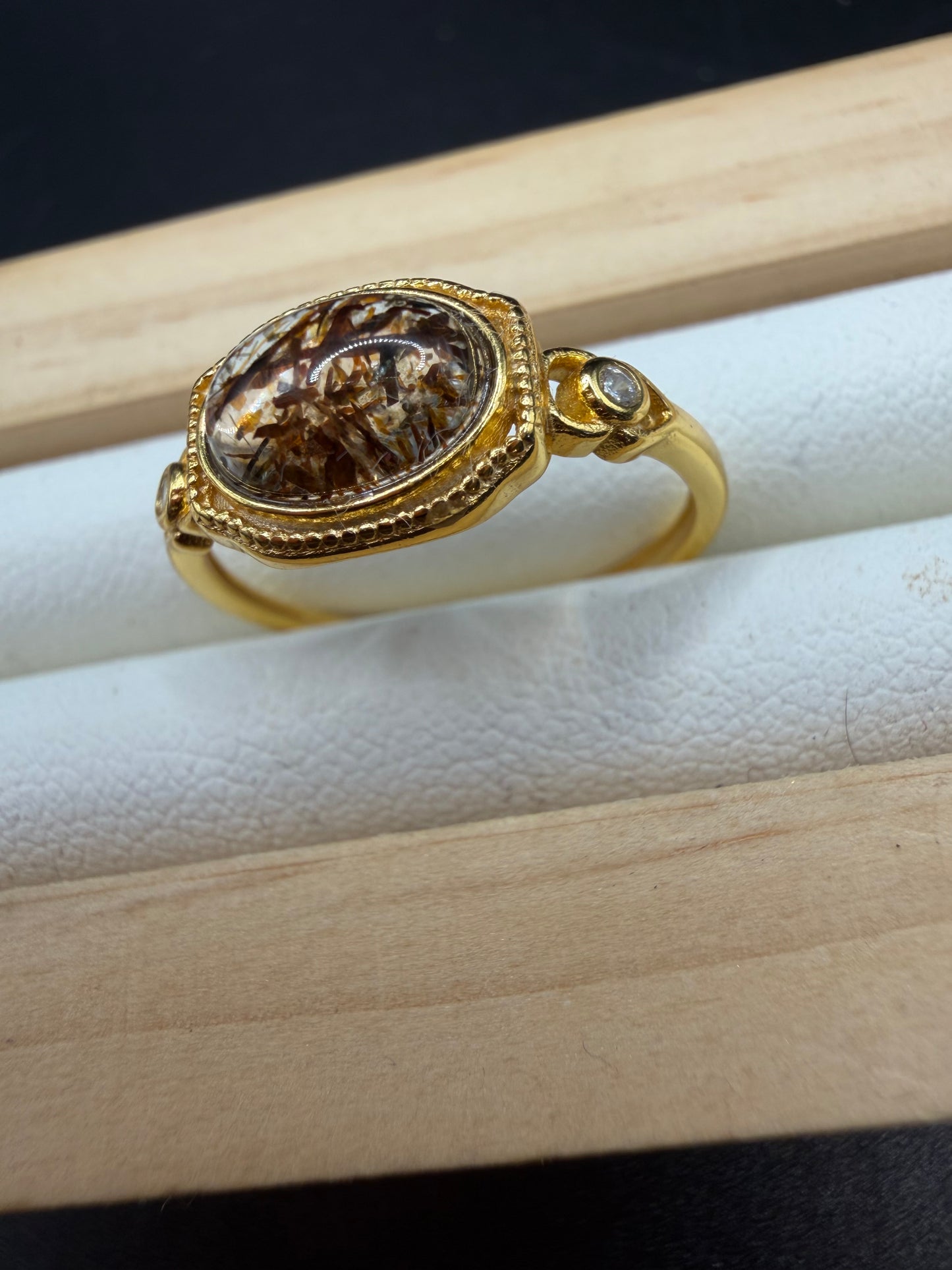 Golden Rutile S925 Adjustable Ring
