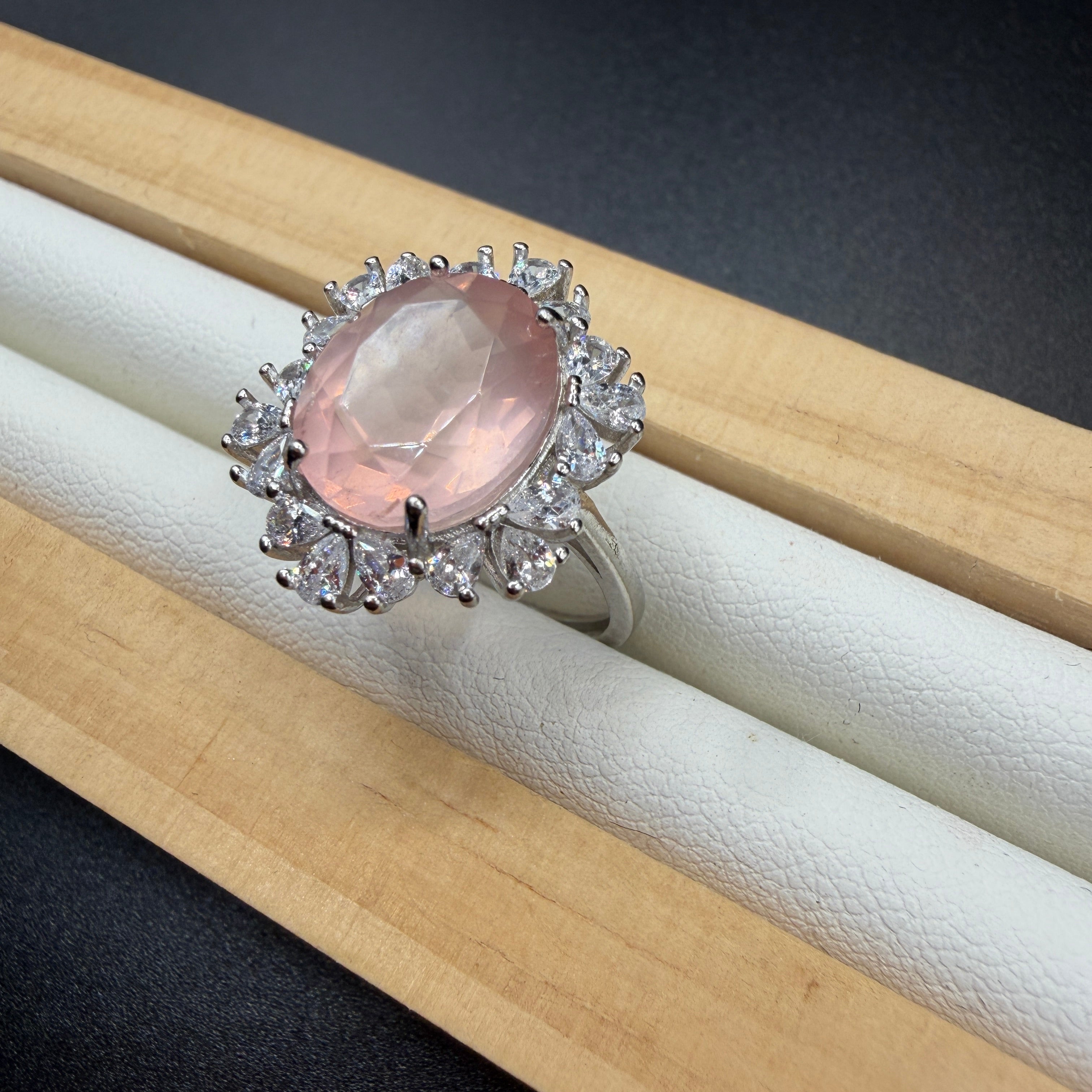 Rose Quartz S925 Adjustable Ring
