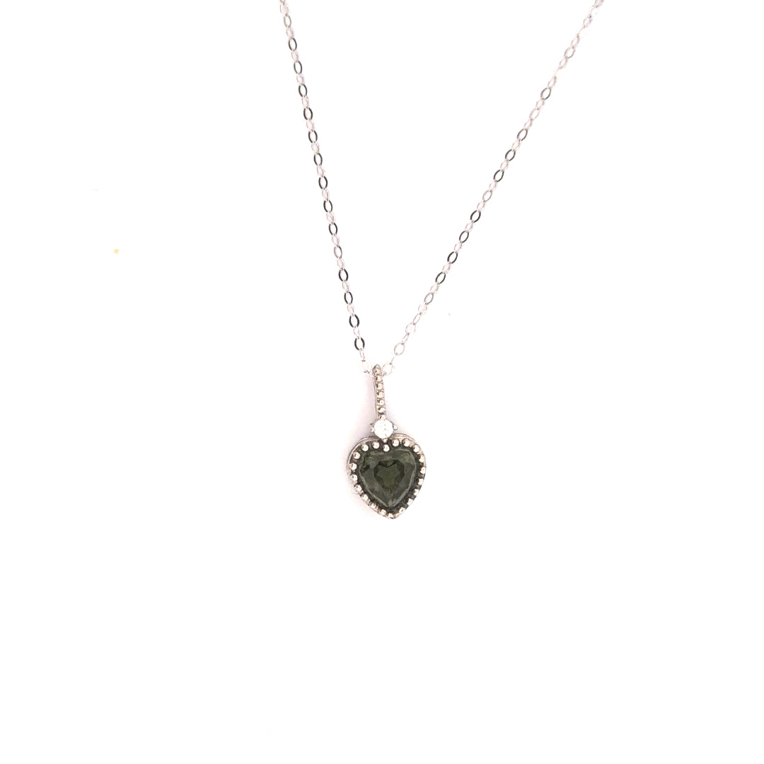 Moldavite Heart S925 Certified Necklace