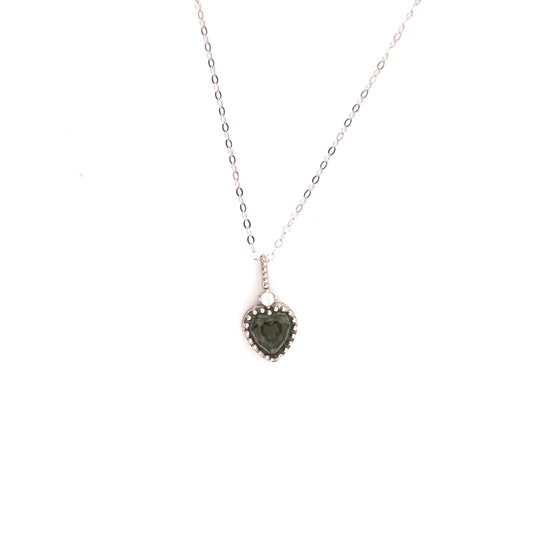 Moldavite Heart S925 Certified Necklace