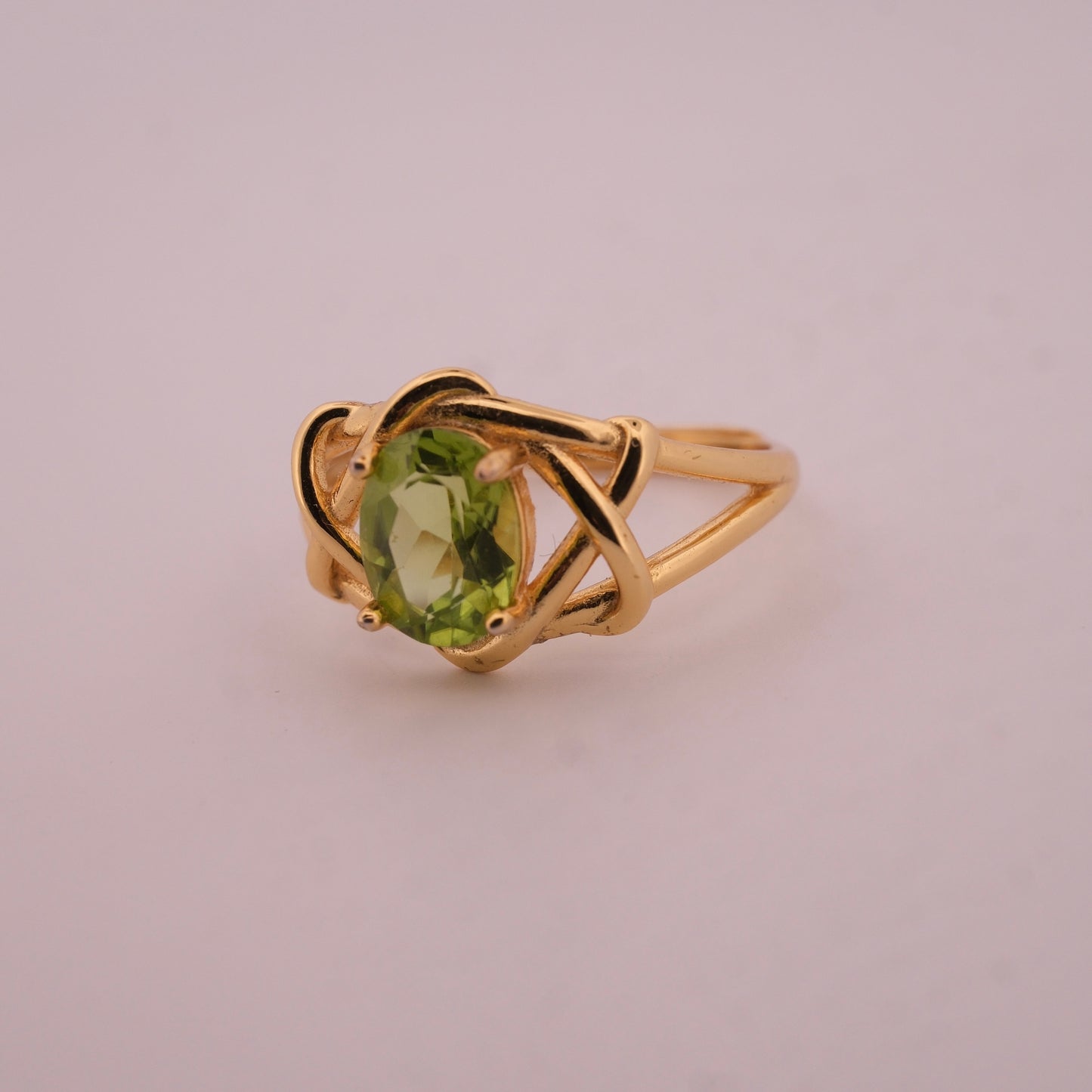 Peridot S925 Adjustable Gold Ring