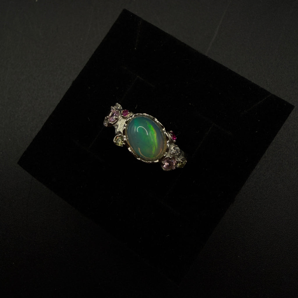 Opal Multi Gem S925 Certified Adjustable Ring