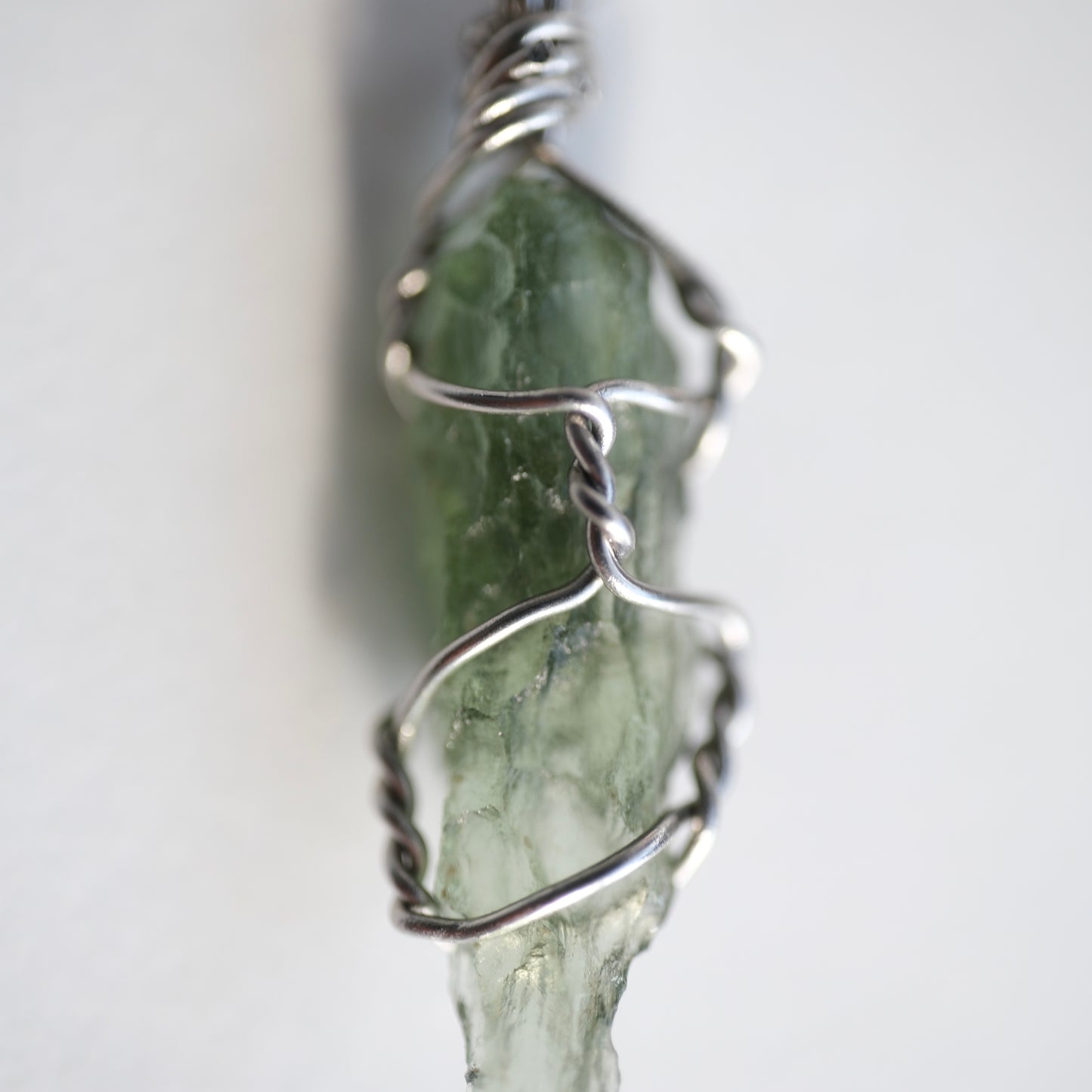 Moldavite Stainless Steel and S925 Handmade Necklace