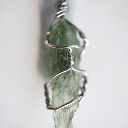 Moldavite Stainless Steel and S925 Handmade Necklace