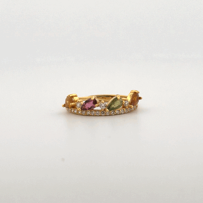 Rainbow Tourmaline S925 Adjustable Ring