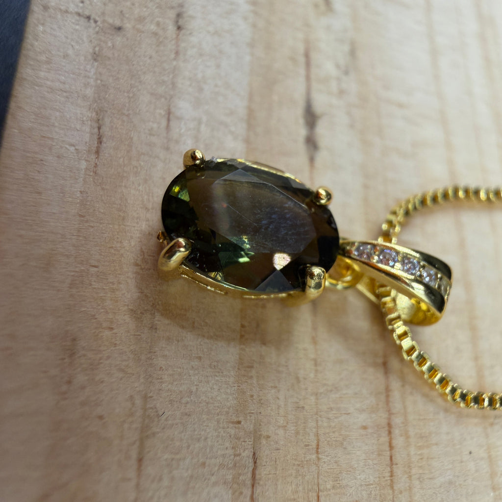 Moldavite Gold Certified Necklace