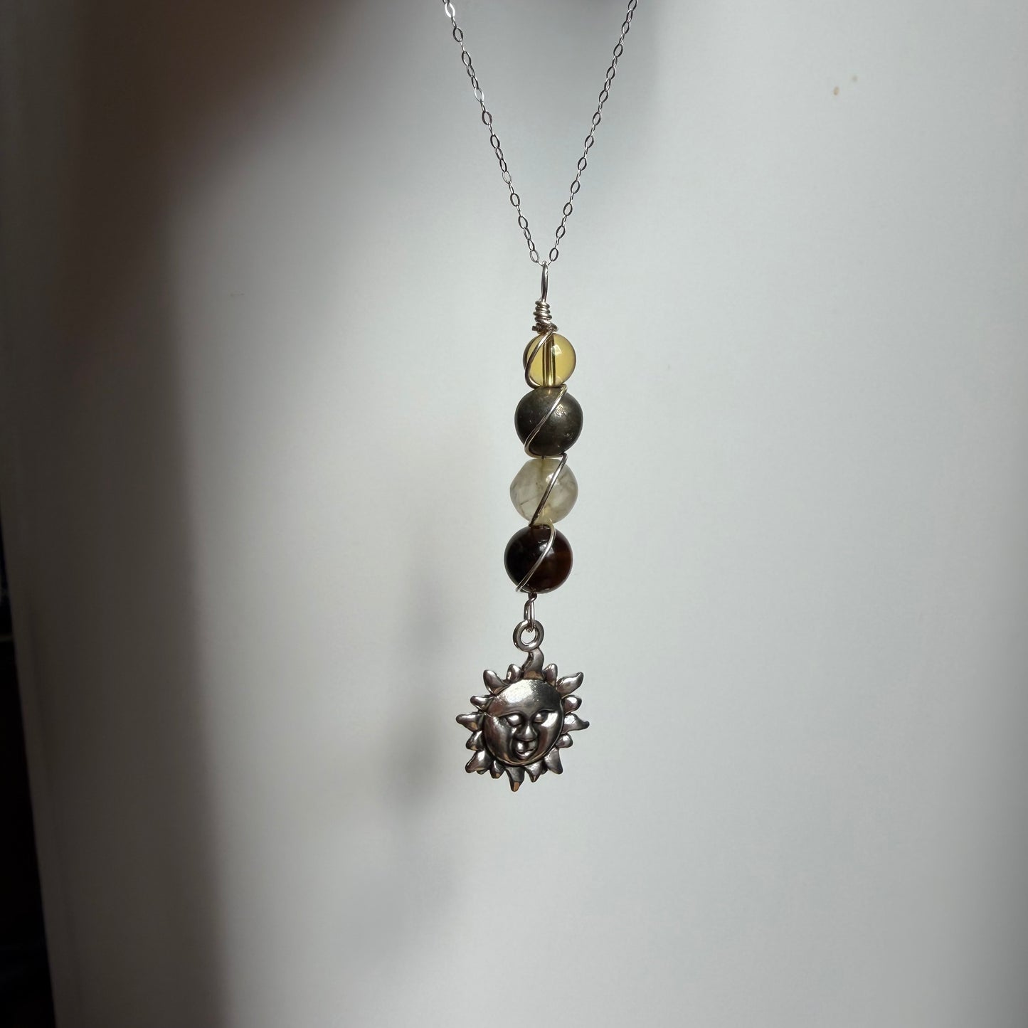 Radiant Joy Citrine Pyrite Labradorite and Black Tourmaline Handmade Necklace