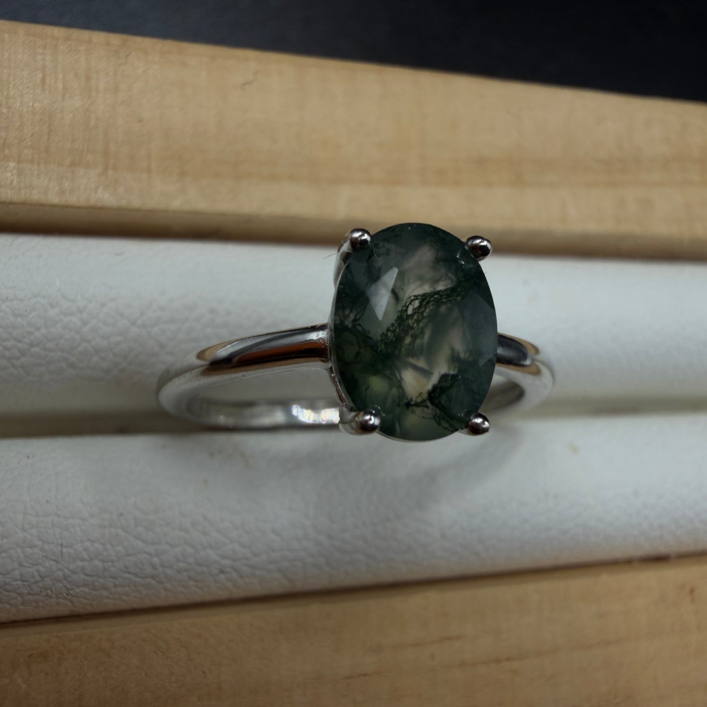 Moss Agate S925 Adjustable Ring