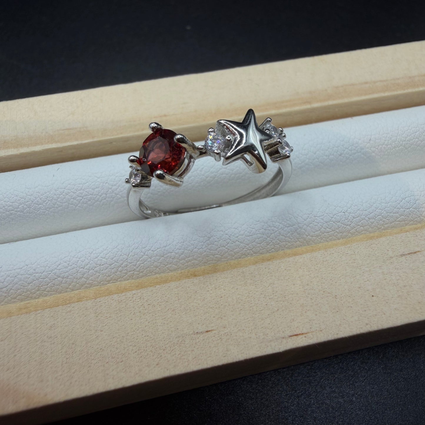 Garnet S925 Adjustable Ring